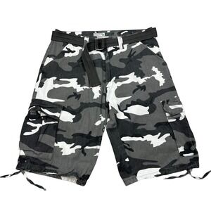 Regal Wear Cargo Shorts Mens Size 34 Black White Gray Camo Belted‎ Streetwear